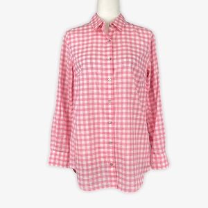 Vineyard Vines Womens Button Down Shirt Pink Gingham Checked Long Sleeves size 2
